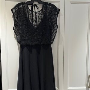 Black Sleeveless V-Neck A-Line Dress